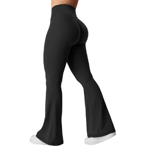 YEOREO Kalie Flare Scrunch Leggings for Women V Cross Waist Bell Bottom Yoga Pants Tummy Control Bootcut Workout Leggings