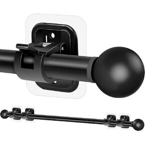 Curtain Rods No Drilling for Windows 48 to 84-96 Inch,5/8 Inch Diameter Drapey Pole with No Drill Curtain Rod Brackets,Renter Friendly Cortineros Para Ventanas with Adhesive Holder Black