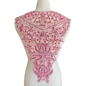 Handsewing Beads Sequins lace Trim Patches Handmade Rhinestones Applique Accessories for Dress Clothes Neckline and Back (Clear AB) in Kuwait