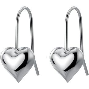 SLUYNZ Solid 925 Sterling Silver Heart Drop Earrings for Women Teens Love Heart Dangle Earrings Hook