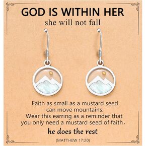 Silver/Gold Mustard Seed Dangle Earrings Love Moving Mountains-Inspirational Christian Christmas Gifts for Women Her