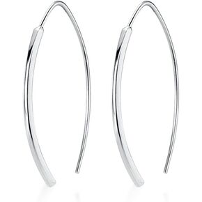 Sluynz Solid 925 Sterling Silver Bar أقراط للنساء المراهقات تتدلى أقراط الأسلاك الأسلاك الأقراط