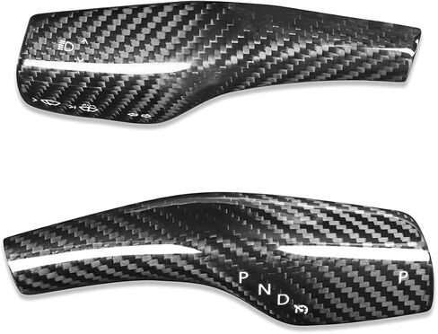 Fit Steering Wheel Column Cover for Tesla Model 3 Model Y, Gear Shift Cover Car Column Shift Knob Protection Cover Car Decor Interior 2pcs(Glossy Carbon Fiber Pattern) in Kuwait