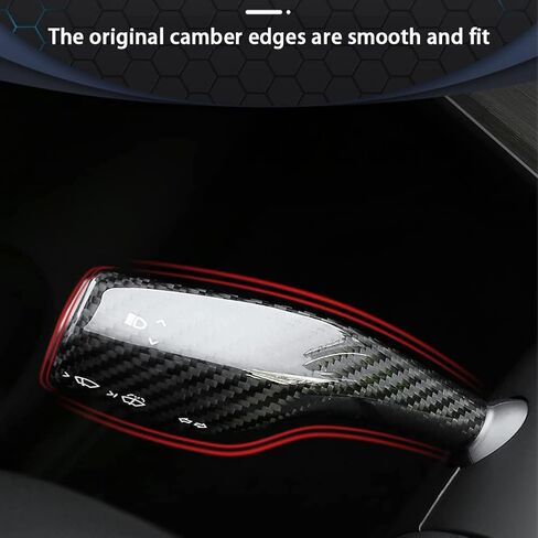 Fit Steering Wheel Column Cover for Tesla Model 3 Model Y, Gear Shift Cover Car Column Shift Knob Protection Cover Car Decor Interior 2pcs(Glossy Carbon Fiber Pattern) in Kuwait