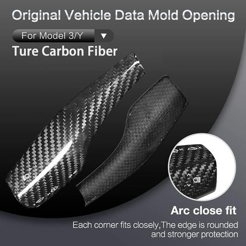 Fit Steering Wheel Column Cover for Tesla Model 3 Model Y, Gear Shift Cover Car Column Shift Knob Protection Cover Car Decor Interior 2pcs(Glossy Carbon Fiber Pattern) in Kuwait