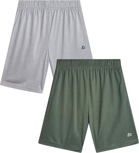 RBX Boys Athletic Shorts - 2 Pack Active Performance Boys Shorts Stretch Mesh for Youth Kids Gym, Basketball, Soccer & Sports in Saudi Arabia