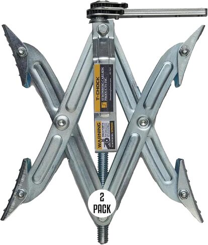 Stromberg Carlson JBP-T217.2 Tandem Axle T-Chock - Heavy Duty RV Wheel Chocks & Tire Stabilizers - Camper Wheel Chock Scissor Stabilizers for RVs, Trailers, and Campers- Fits Tires 2"-17" Apart 2-Pack in Saudi Arabia
