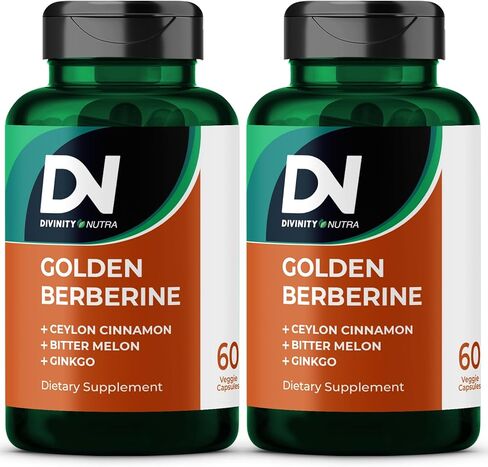 4-in-1 Golden Berberine Supplement with Ceylon Cinnamon Bitter Melon Ginkgo, Boosts Immunity, Gut & Heart Health,60 Capsules for Metabolism Support，Made in USA in Kuwait