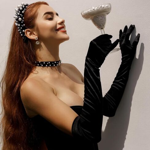 Garma Long Opera Gloves Women Formal, 1920s Satin Wedding Bridal Princess Dress For Women, Elbow Length 20inch in Saudi Arabia