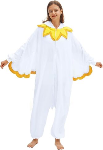 vavalad Adult White Chicken Onesie Animal Pajama Halloween Costume Chicken Cosplay Sleepwear Thanksgiving Christmas Men Women in Saudi Arabia