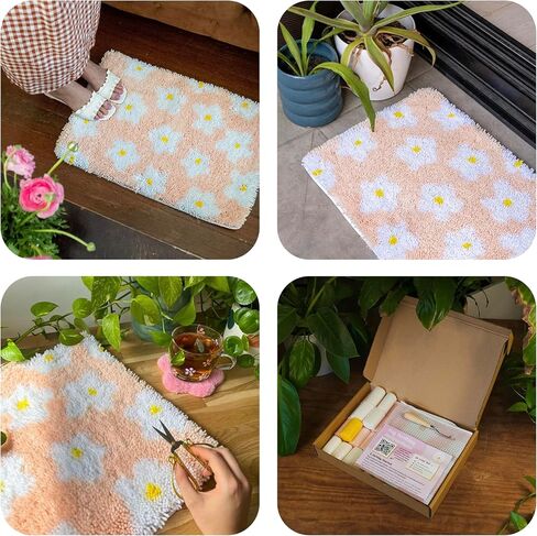 Craft Club Desceredelia Rug Kit Easy DIY Latch Hook Pre Cut Cut Yarn Color Vivid Proges Design for Home Office Kids Rooms Bathroom Comple in Saudi Arabia