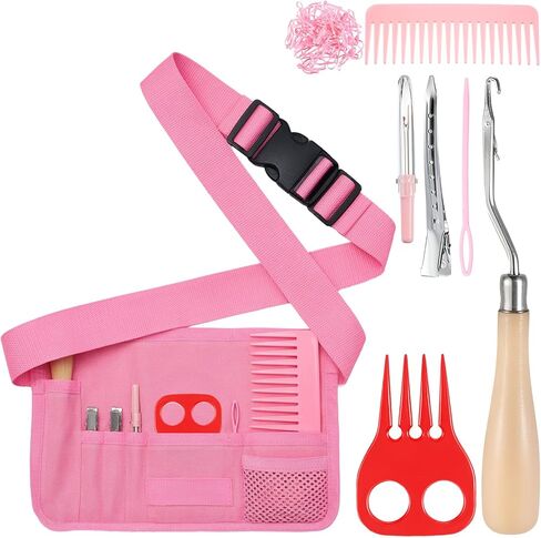 9 Pcs Mane Braiding Kit with Belt Horse Braiding Kit Including Removable Belt with Rug Hook Pin Brush Thread Cutter Mane Comb Hair Clips and Rubber Bands for Western Horse Party in Saudi Arabia