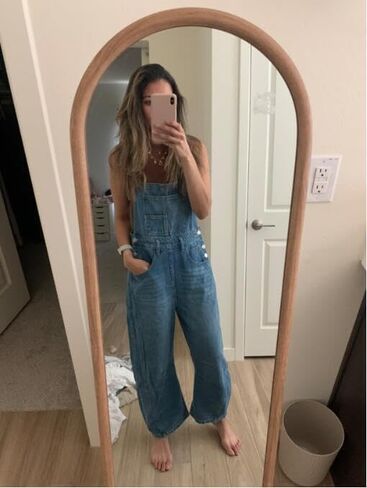 Kedera Women's Denim Overall Casual Straight Wide Leg Bib Jeans Overall Adjustable Straps Denim Romper Stretch Jumpsuits in Saudi Arabia
