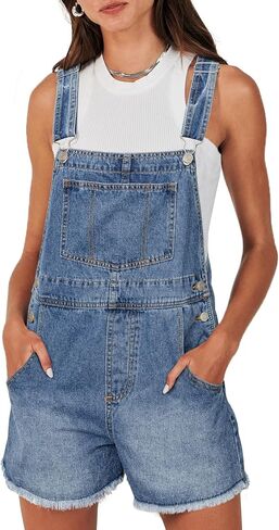 Glamaker Denim Overall Shorts for Women Summer Casual Jean Romper Jumpsuit Loose Fit Outfits Rompers with Pockets 2025 in Kuwait