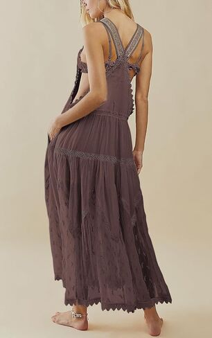 CHARTOU Women Bib Overall Dress Jumper Babydoll Pinafore Dress Embroidered Lace Maternity Straps Suspender Dress in Saudi Arabia