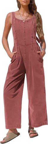 Exlura Women Summer Summs Summs Denim Fit Fit Wide Leg Bib Belesuits عرضة جينز فضفاض قابلة للتعديل مع جيوب 2025 in Kuwait