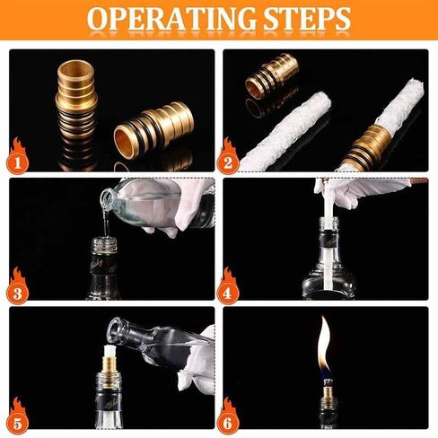 8 PCS Long Long Wine Bottle Lamp Tiki Torch Kit تشمل مجموعة مصباح زجاجة Tiki Torch Wick مع بديل Tiki Torch Wicks Piberglass و 8 أغطية لـ DIY Torch Torch Decor in Kuwait