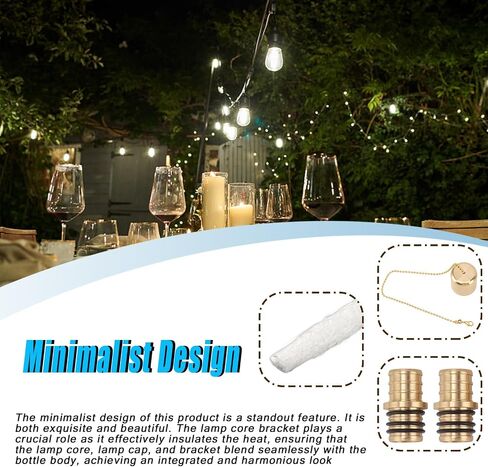 8 PCS Long Long Wine Bottle Lamp Tiki Torch Kit تشمل مجموعة مصباح زجاجة Tiki Torch Wick مع بديل Tiki Torch Wicks Piberglass و 8 أغطية لـ DIY Torch Torch Decor in Kuwait