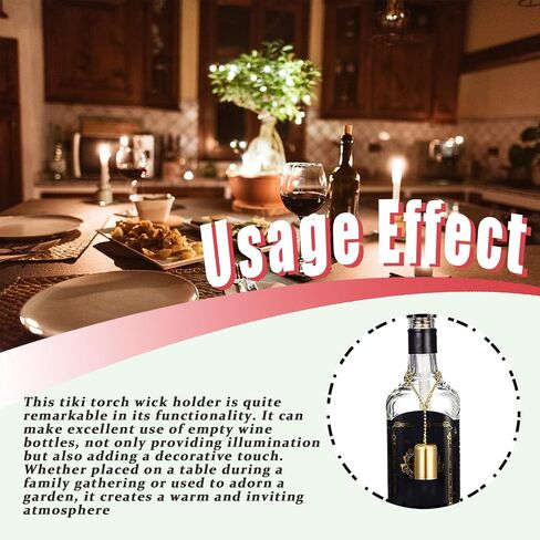 8 PCS Long Long Wine Bottle Lamp Tiki Torch Kit تشمل مجموعة مصباح زجاجة Tiki Torch Wick مع بديل Tiki Torch Wicks Piberglass و 8 أغطية لـ DIY Torch Torch Decor in Kuwait