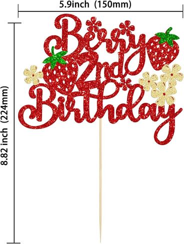 ephlyn 1pc التوت الأول كعكة عيد ميلاد topper بريق حلوة الفاكهة موضوع أول عيد ميلاد الفراولة in Kuwait