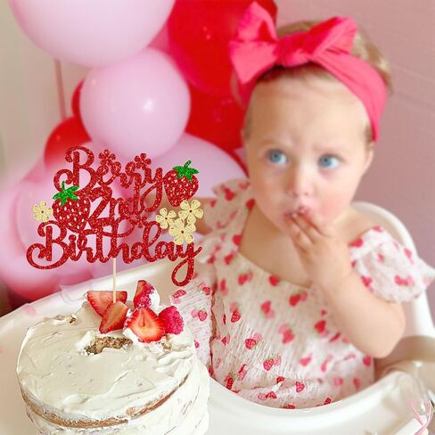 ephlyn 1pc التوت الأول كعكة عيد ميلاد topper بريق حلوة الفاكهة موضوع أول عيد ميلاد الفراولة in Kuwait