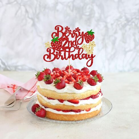 ephlyn 1pc التوت الأول كعكة عيد ميلاد topper بريق حلوة الفاكهة موضوع أول عيد ميلاد الفراولة in Kuwait