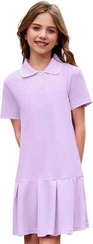 COZYPOIN Girls Active Tennis Dress Polo Short Sleeve Summer Casual School Uniform Pleated Athletic Dresses for 5-14Y in Kuwait