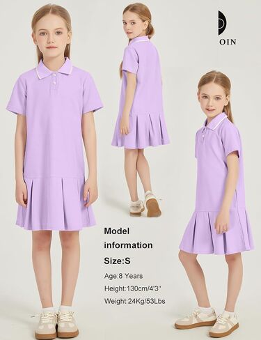 COZYPOIN Girls Active Tennis Dress Polo Short Sleeve Summer Casual School Uniform Pleated Athletic Dresses for 5-14Y in Kuwait