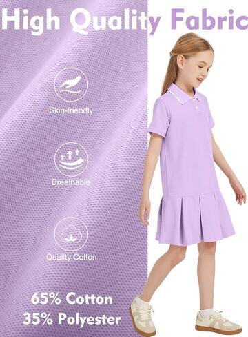 COZYPOIN Girls Active Tennis Dress Polo Short Sleeve Summer Casual School Uniform Pleated Athletic Dresses for 5-14Y in Kuwait