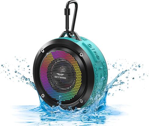 Shower Speaker, Certified IPX7 Waterproof,Portable Bluetooth Speaker with Suction Cup,Hook,Light, Stocking Stuffers, Premium Mini Outdoor Wireless Speaker, Ideal Gift for Christmas (Blue) in Kuwait