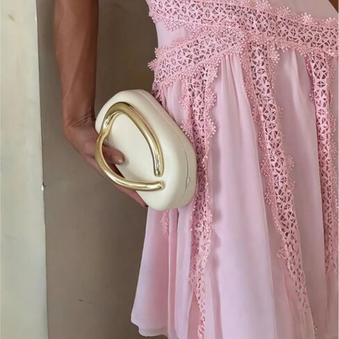 Women PU Leather Metal Handle Handbag Trendy Commuting Compact Stone Purse Hand-held Causal Shoulder Clutch Bag in Kuwait