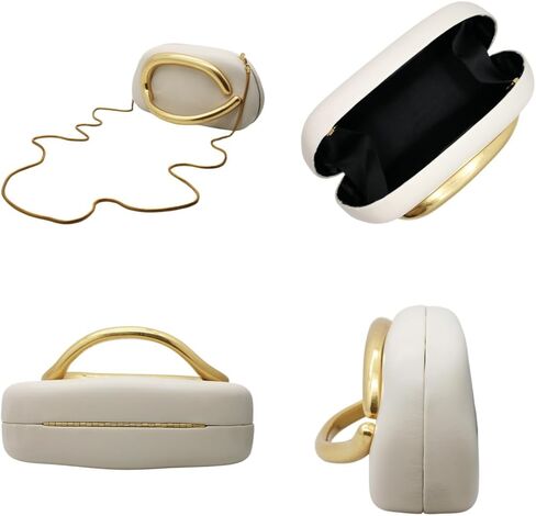 Women PU Leather Metal Handle Handbag Trendy Commuting Compact Stone Purse Hand-held Causal Shoulder Clutch Bag in Kuwait