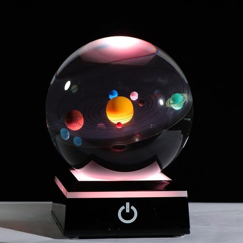 3D Solar System Model Crystal Ball 80mm 3.15inch - Outer Space Astronomy Gifts Room Decor Crystal Sphere Unique Gifts for Men Him Best Birthday Dad Physics Science Teacher Night Light Planet Lamp in Saudi Arabia