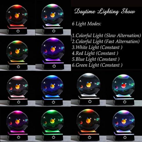 3D Solar System Model Crystal Ball 80mm 3.15inch - Outer Space Astronomy Gifts Room Decor Crystal Sphere Unique Gifts for Men Him Best Birthday Dad Physics Science Teacher Night Light Planet Lamp in Saudi Arabia