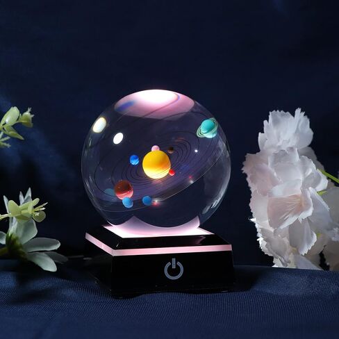3D Solar System Model Crystal Ball 80mm 3.15inch - Outer Space Astronomy Gifts Room Decor Crystal Sphere Unique Gifts for Men Him Best Birthday Dad Physics Science Teacher Night Light Planet Lamp in Saudi Arabia