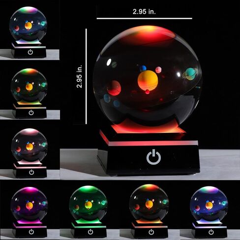 3D Solar System Model Crystal Ball 80mm 3.15inch - Outer Space Astronomy Gifts Room Decor Crystal Sphere Unique Gifts for Men Him Best Birthday Dad Physics Science Teacher Night Light Planet Lamp in Saudi Arabia