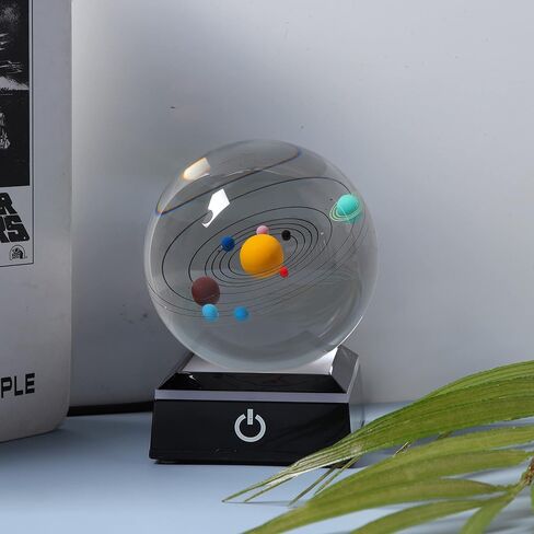 3D Solar System Model Crystal Ball 80mm 3.15inch - Outer Space Astronomy Gifts Room Decor Crystal Sphere Unique Gifts for Men Him Best Birthday Dad Physics Science Teacher Night Light Planet Lamp in Saudi Arabia