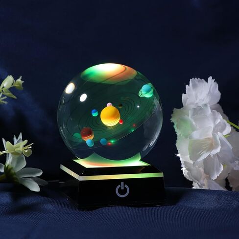 3D Solar System Model Crystal Ball 80mm 3.15inch - Outer Space Astronomy Gifts Room Decor Crystal Sphere Unique Gifts for Men Him Best Birthday Dad Physics Science Teacher Night Light Planet Lamp in Saudi Arabia