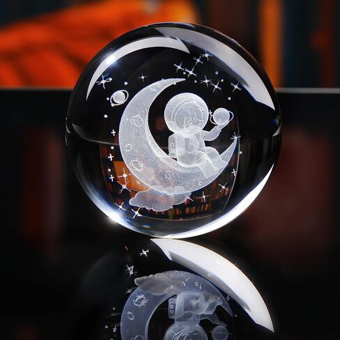 3D Solar System Model Crystal Ball 80mm 3.15inch - Outer Space Astronomy Gifts Room Decor Crystal Sphere Unique Gifts for Men Him Best Birthday Dad Physics Science Teacher Night Light Planet Lamp in Saudi Arabia