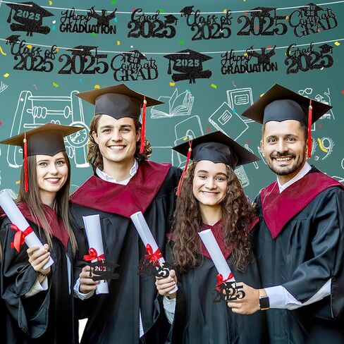 MARFOREVER 2025 Graduation Cutouts, 30Pcs Glitter Grad Cap 2025 Cutout Tags Centerpiece Double Side 2025 Graduation Party Decorations for Class of 2025 Congrats Grad Party Favors Supplies, Black in Kuwait