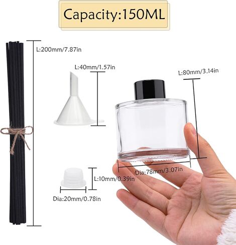 4pcs العطر زجاجات زجاجية الزجاج ، وزجاجات الناشر القابلة لإعادة التعبئة مع 20pcs القصب العصي والقبعات السوداء والقمع ، الجرار الناشر للمنزل زيت زيت زيت الزخارف Girl Girl (100ml) in Kuwait
