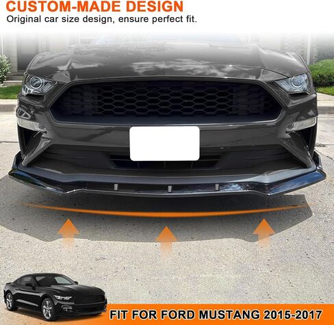 Car Front Spoiler Compatible with Ford Mustang 2015 2016 2017,ABS Front Bumper Lip Body Kit Spoiler,3pcs Glossy Black Car Splitter in Saudi Arabia