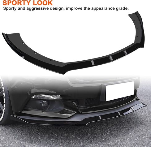 Car Front Spoiler Compatible with Ford Mustang 2015 2016 2017,ABS Front Bumper Lip Body Kit Spoiler,3pcs Glossy Black Car Splitter in Saudi Arabia