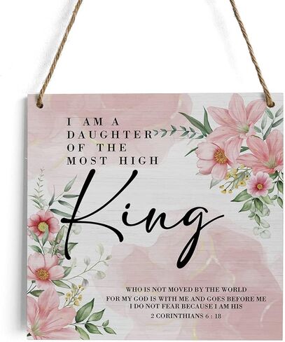 Inspirational Rustic Christian wall decor Gifts, pink room Women Religious Wood Sign Home Farmhouse Wall Hanging Decor Pink Flower Wooden Wall Art Decor Plaque for Bedroom Psalm 46:5 in Kuwait