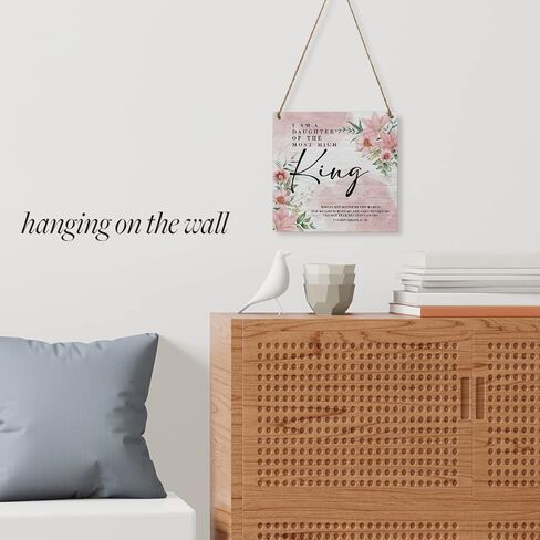 Inspirational Rustic Christian wall decor Gifts, pink room Women Religious Wood Sign Home Farmhouse Wall Hanging Decor Pink Flower Wooden Wall Art Decor Plaque for Bedroom Psalm 46:5 in Kuwait