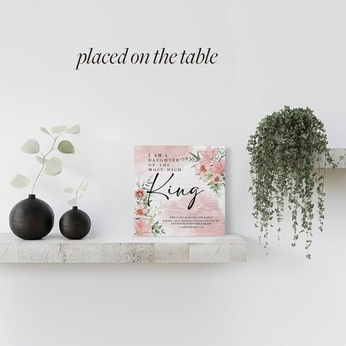 Inspirational Rustic Christian wall decor Gifts, pink room Women Religious Wood Sign Home Farmhouse Wall Hanging Decor Pink Flower Wooden Wall Art Decor Plaque for Bedroom Psalm 46:5 in Kuwait