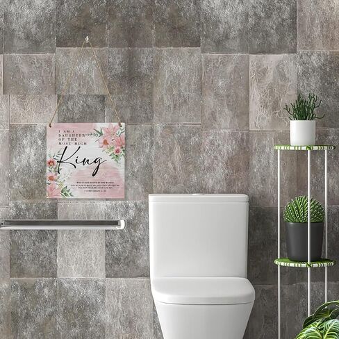 Inspirational Rustic Christian wall decor Gifts, pink room Women Religious Wood Sign Home Farmhouse Wall Hanging Decor Pink Flower Wooden Wall Art Decor Plaque for Bedroom Psalm 46:5 in Kuwait