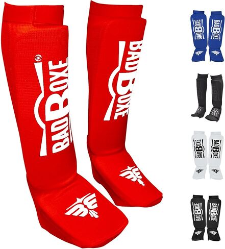 Twister Muay Thai Boxing Kickboxing Karate Taekwondo MMA | Elastic Cotton Cloth Shin & Instep Padded Guards | Shin in Steps Shin Guards Pair in Kuwait