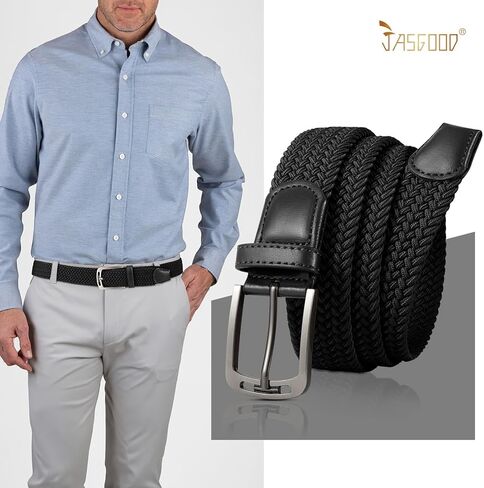 JASGOOD Men Elastic Braided Woven Belt Casual Canvas Woven Stretch Golf Belt for Men Women Jeans Suits Pants in Kuwait