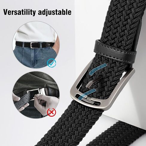 JASGOOD Men Elastic Braided Woven Belt Casual Canvas Woven Stretch Golf Belt for Men Women Jeans Suits Pants in Kuwait